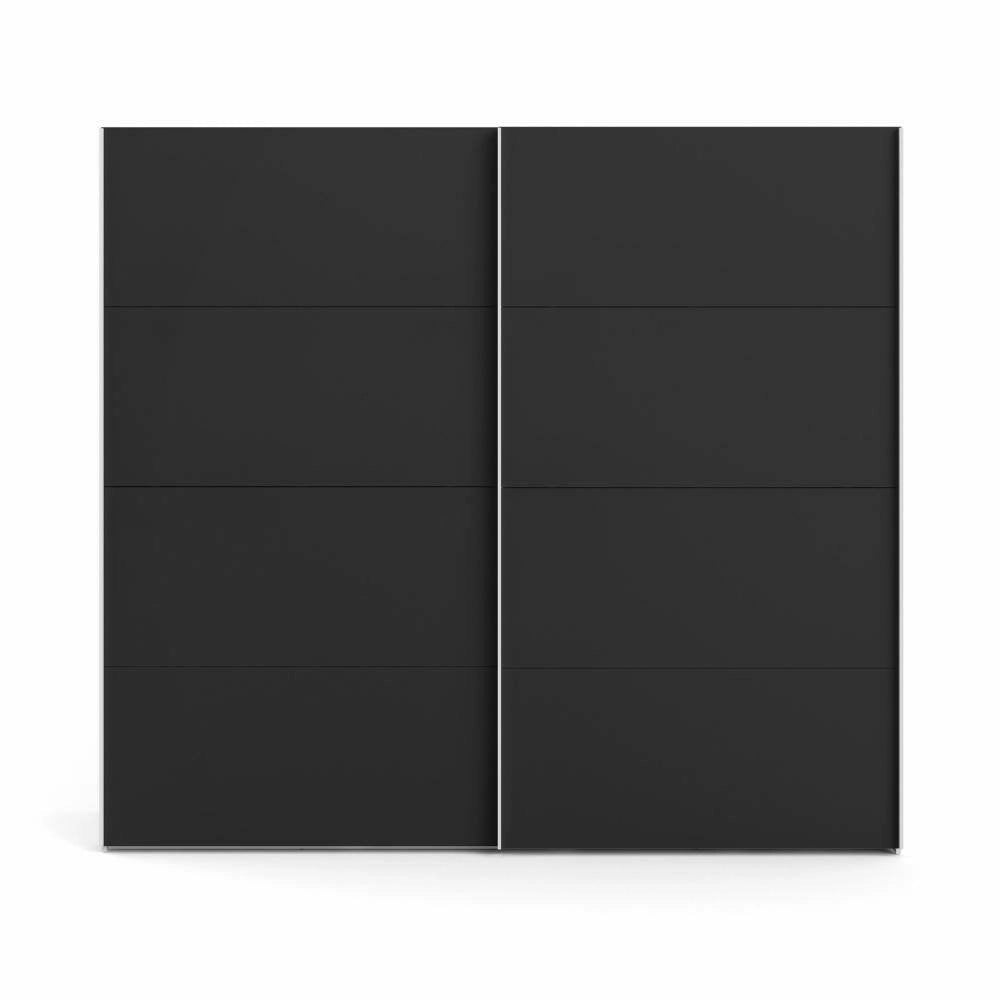 Guardaroba 2 ante Kauri, Mobile camera da letto, Cabina armadio portabiti, Armadio appendiabiti, 243x61 h220 cm, Bianco e Nero