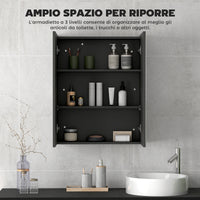 Armadietto a Specchio per Bagno 60x15x75 cm Struttura in MDF Nero