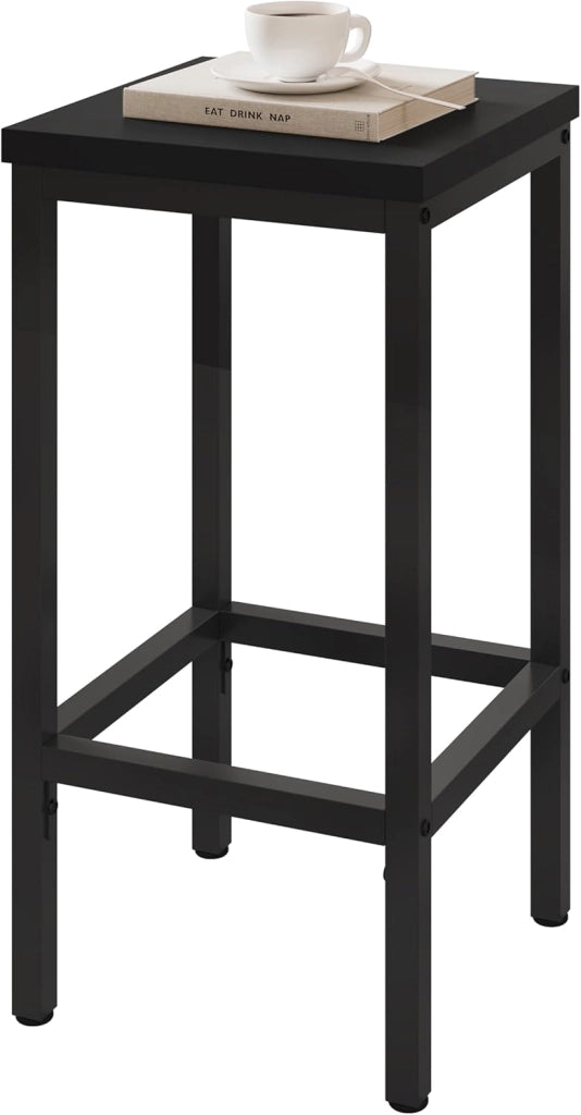Set di 4 Sgabelli da Bar Industriali con Poggiapiedi, Sgabelli da Cucina senza Schienale, Sedie Alte per Penisola Cucina, Sedile in Truciolato e Telaio in Metallo, 33x33x65cm, nero, 1060BY-4