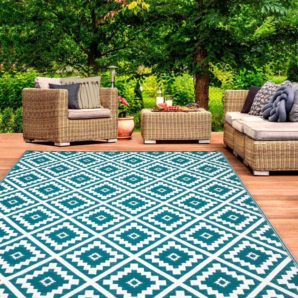 IDMarket - Tappeto per esterni BAHAMAS blu anatra 270 x 470 CM