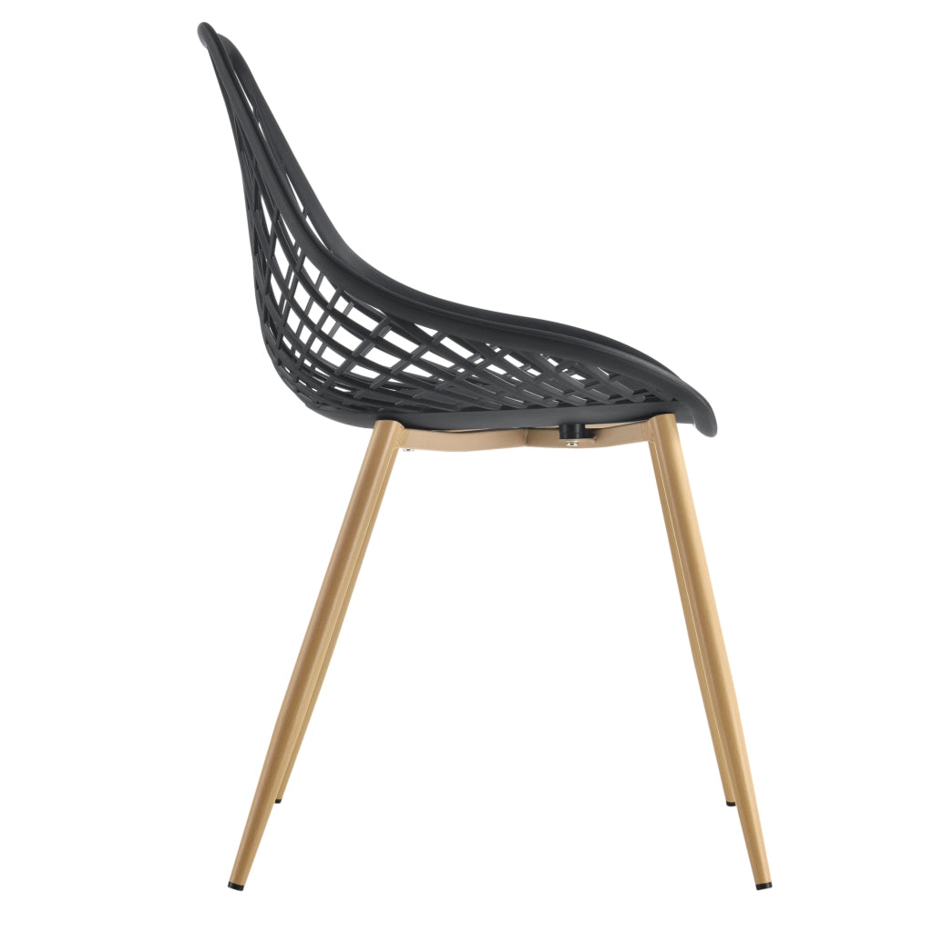 [en.casa] Set da 2 Sedie di Design in Plastica con Gambe in Metallo per Sala da Pranzo / Ristorante / Sale di Attesa - Nero