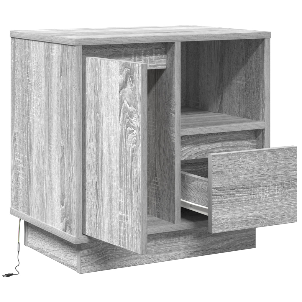 Mobilini da notte con LED 2 pezzi Grigio Sonoma 50x34,5x50 cm