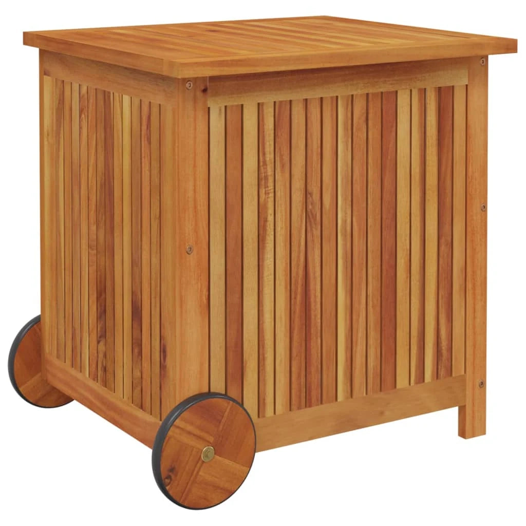Baule da giardino con ruote 60 x 50 x 58 cm legno di acacia 02_0013066