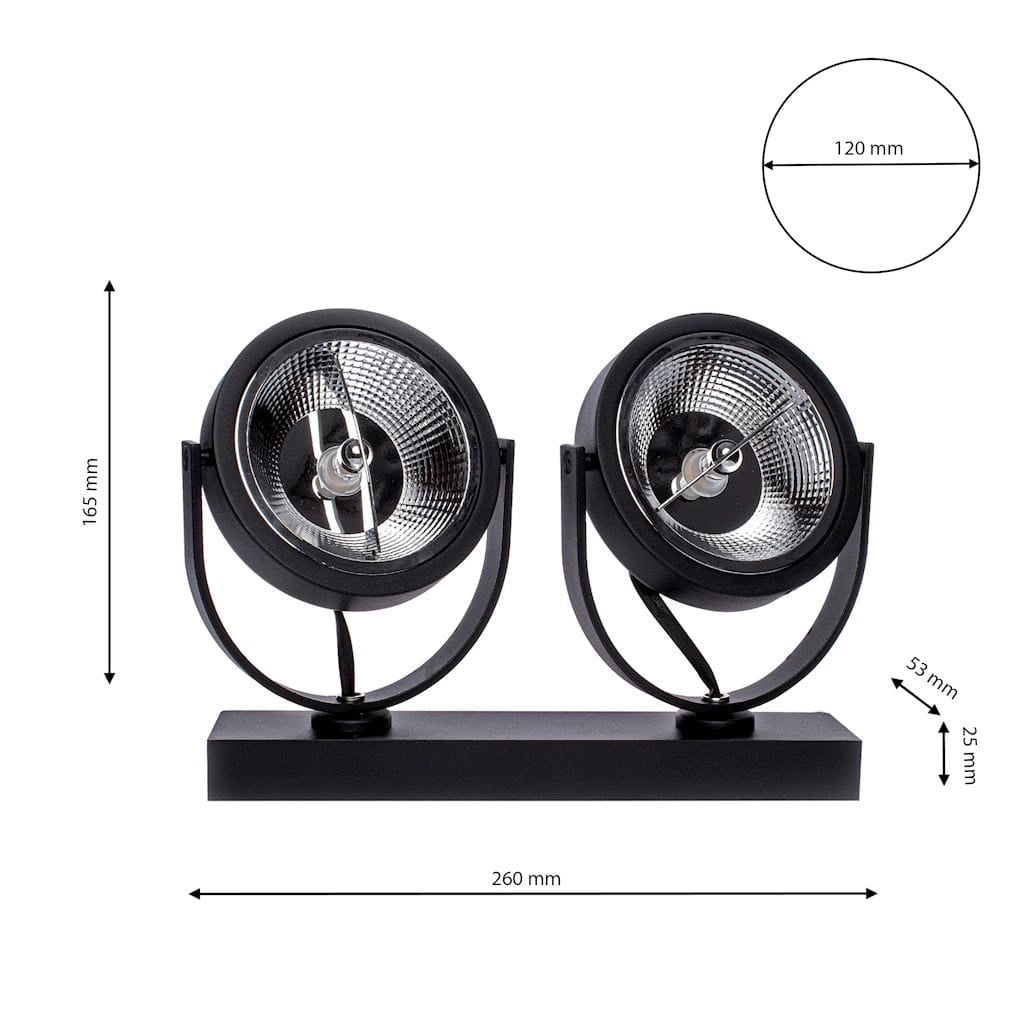 Plafoniera Milagro LUGAR 2 luci GU10 2x35W nera in alluminio