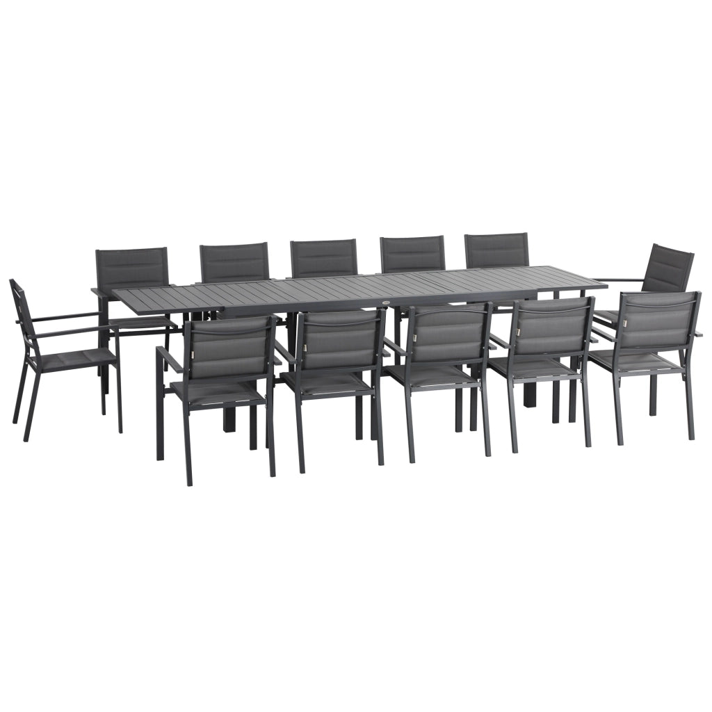 Set da giardino con tavolo allungabile e sedie ¨C zephmum ¨C grigio