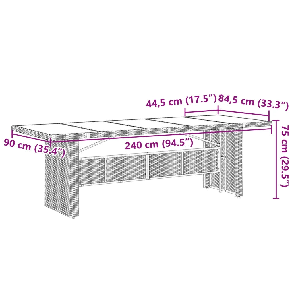 Set BistrÃ² da Giardino 9 pz con Cuscini in Polyrattan Nero