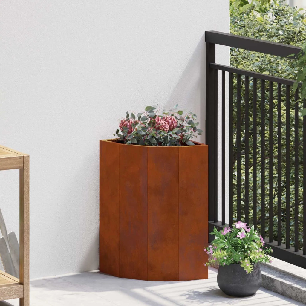 Vaso d'angolo Ruggine 30 x 30 x 50 cm acciaio corten 883681