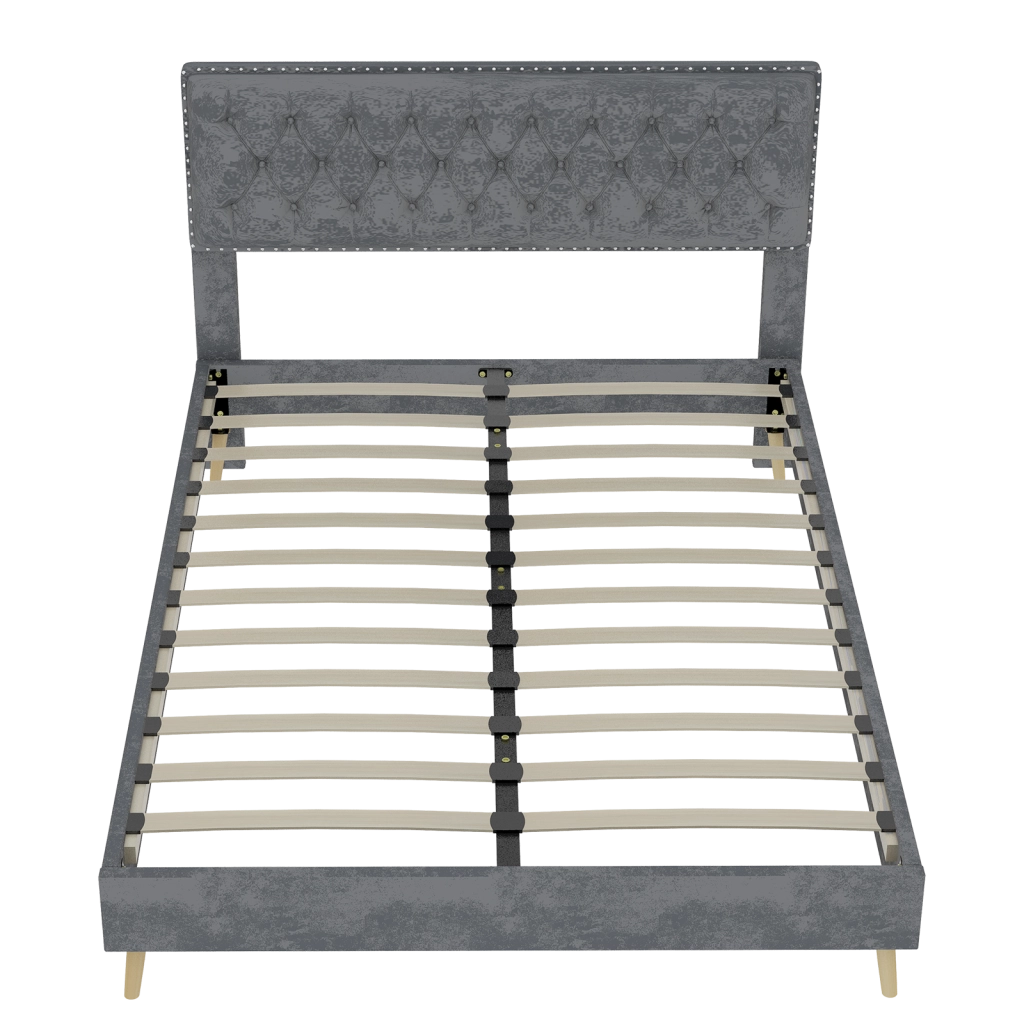 letto morbido moderno in tessuto e metallo grigio 160 x 200 cm