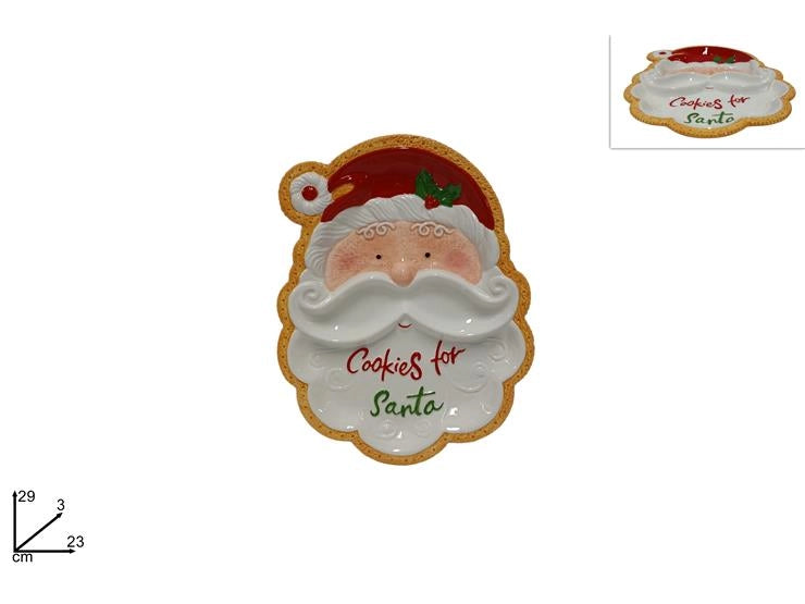 Decorazione Natalizia Piatto da Tavola Decoro Biscotto Babbo Natale 29 cm