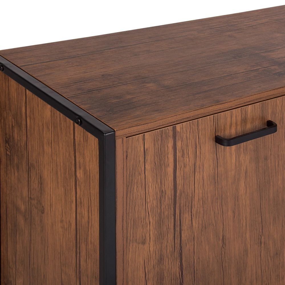 Madia credenza in Legno Scuro e Nero con Cassetti Industriale Soggiorno