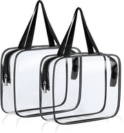 Set di borse da bagno trasparenti, 2 pezzi, borse da trucco trasparenti, borse da bagno in PVC impermeabili, borse da trucco TSA autorizzate, adatte per famiglie, uomini e donne