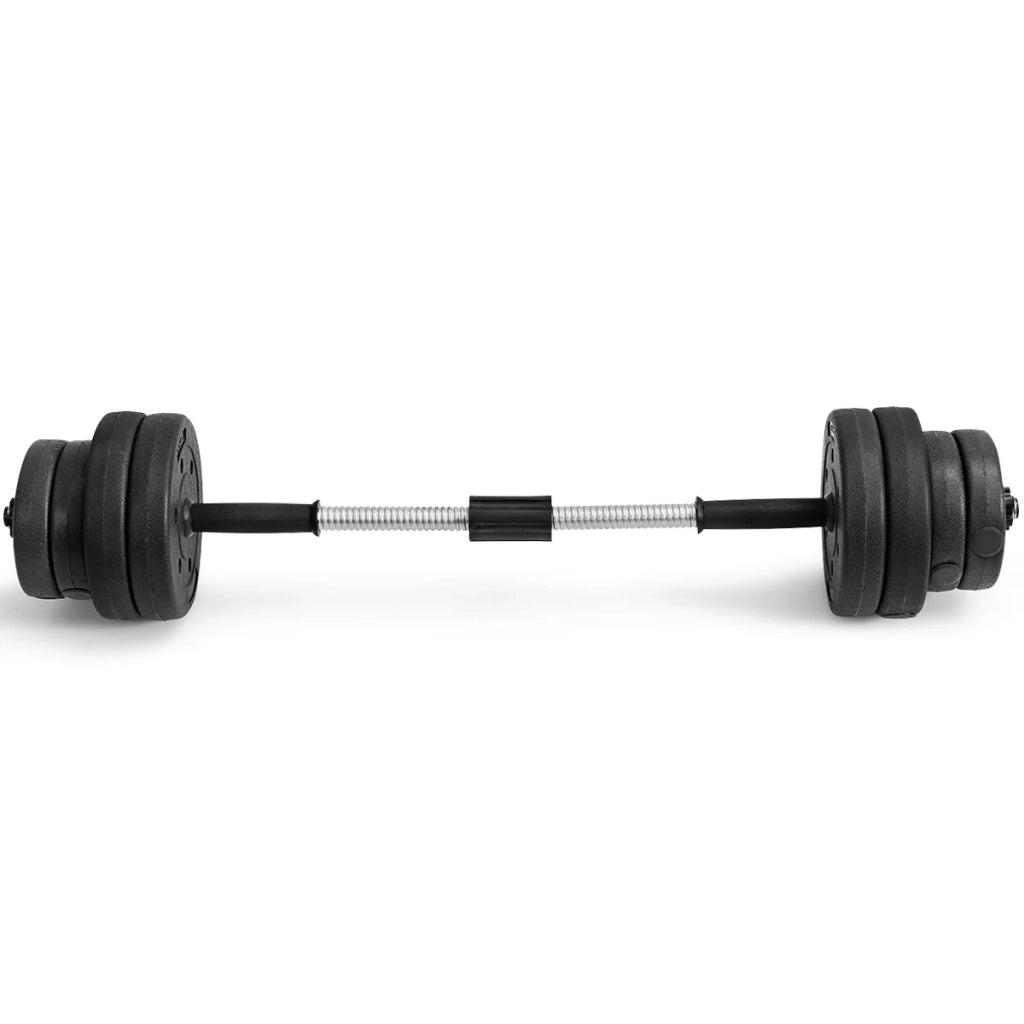 Set di 2 manubri regolabili 2 in 1 da 30 kg per allenamento con i pesi con barre zigrinate antiscivolo colore nero 20_0020135
