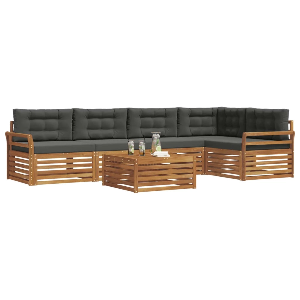 Set di divani da esterno con cuscino 6 pcs Naturale e Antracite