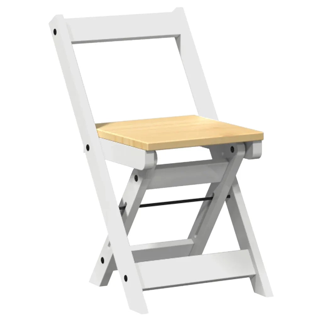 Sedie da Pranzo Pieghevoli 4 pz Corona Bianche in Legno di Pino 4013436
