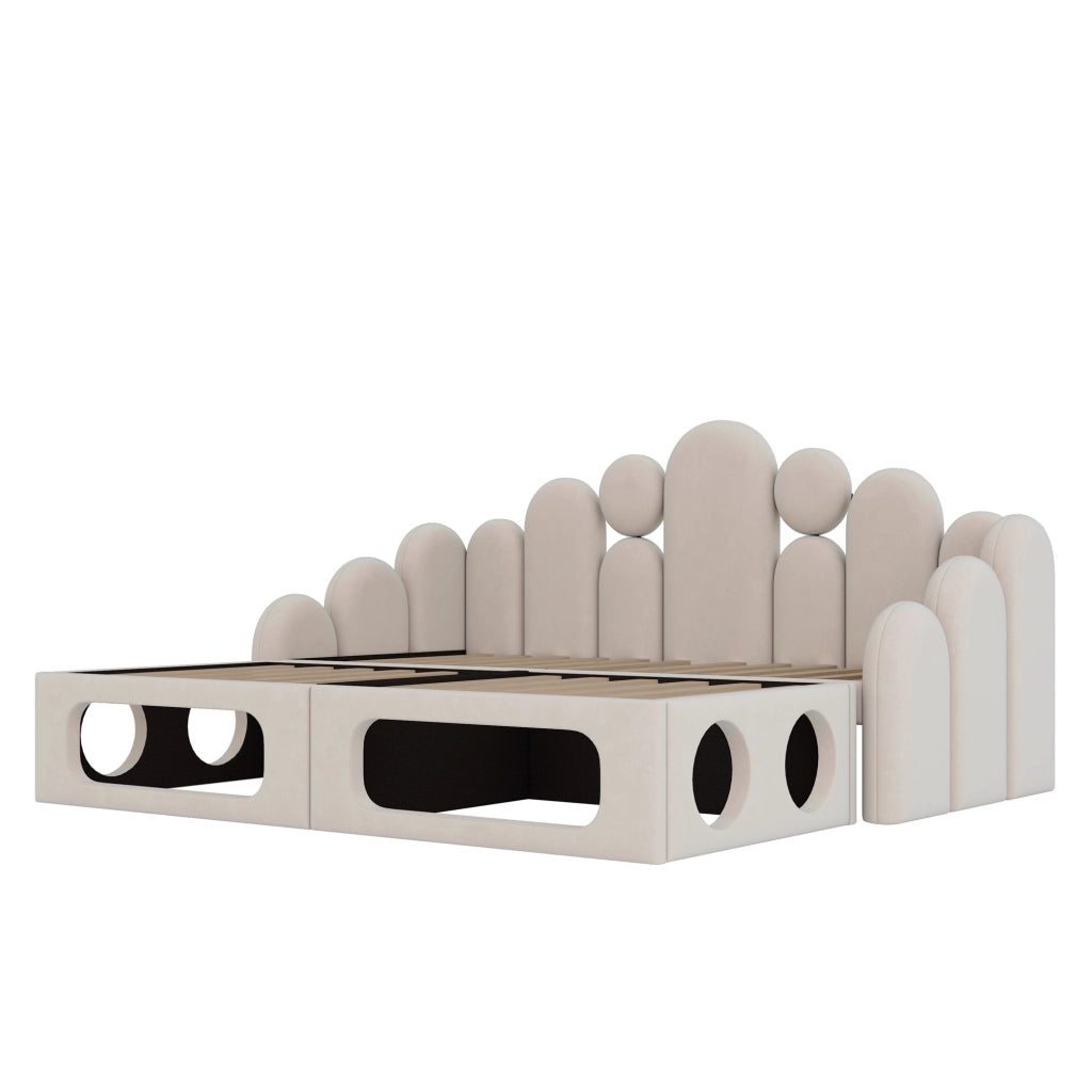 LETTO Divano letto con cuccia per animali 180x200 cm Velluto Beige
