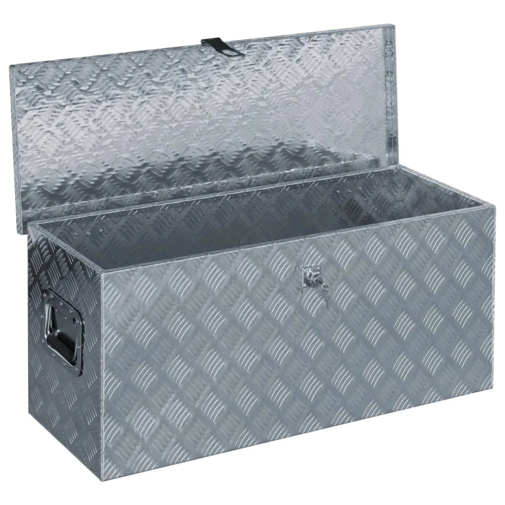 Cassetta portautensili in alluminio custodia portaoggetti cassetta portautensili 90,5 cm argento 02_0003211