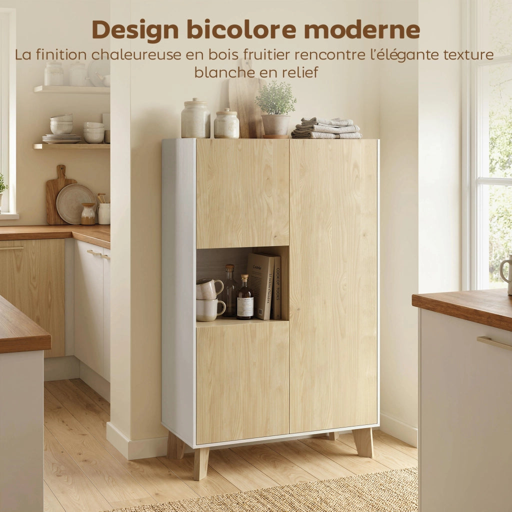 Buffet ¨C zephmum ¨C bianco e legno naturale, 80x40x135cm