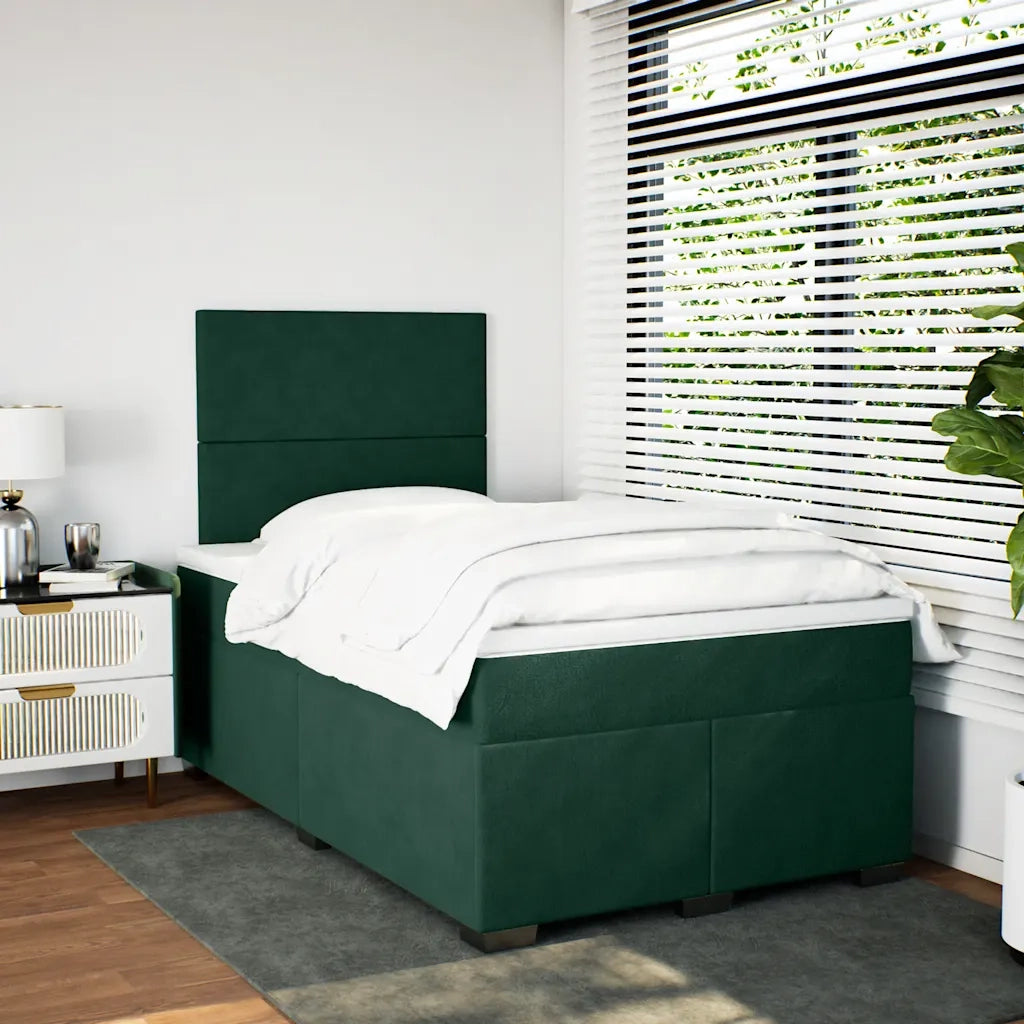 Giroletto a Molle con Materasso Verde Scuro 120x190 cm Velluto