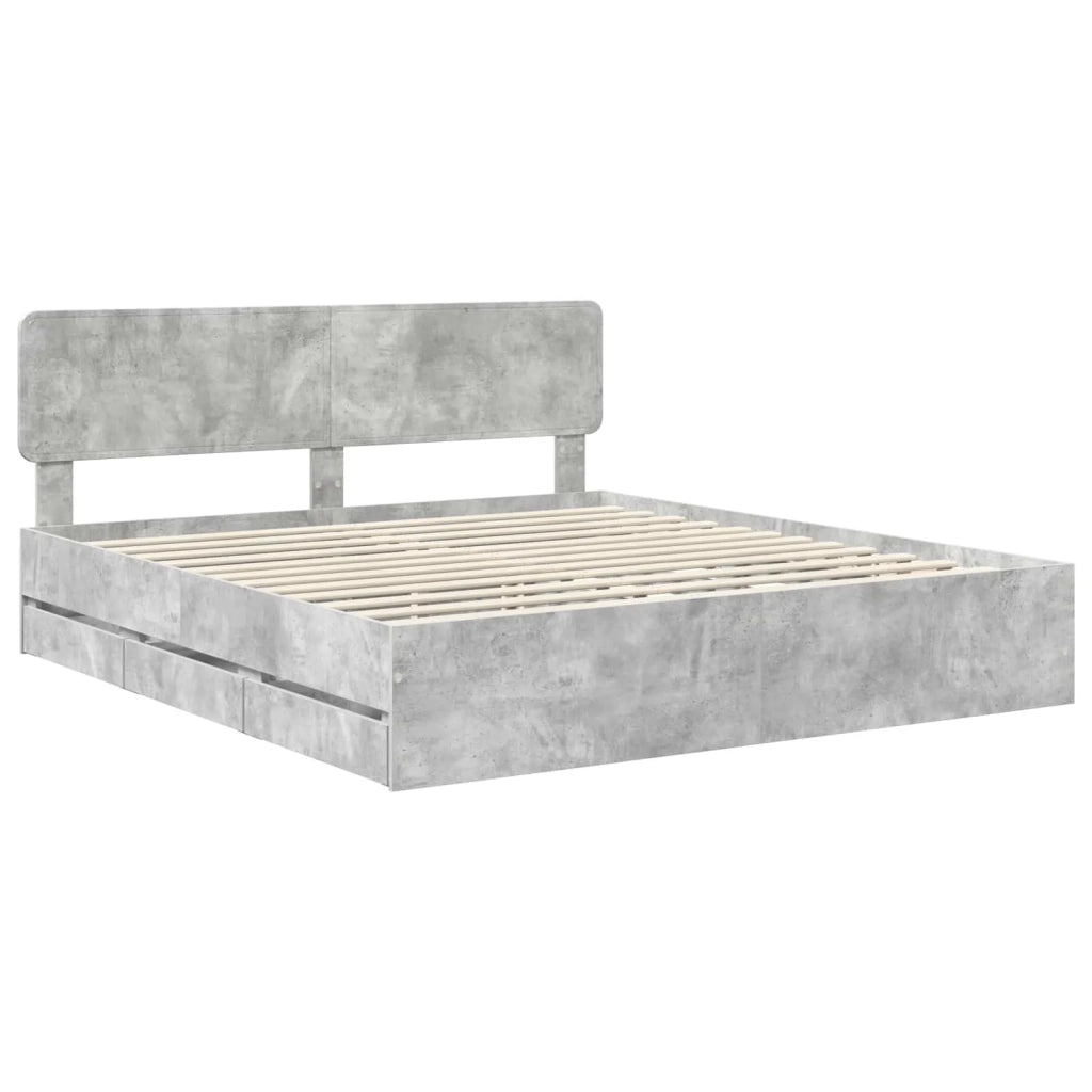 Struttura del letto con cassetto Grigio Cemento 200 x 200 cm 3412153
