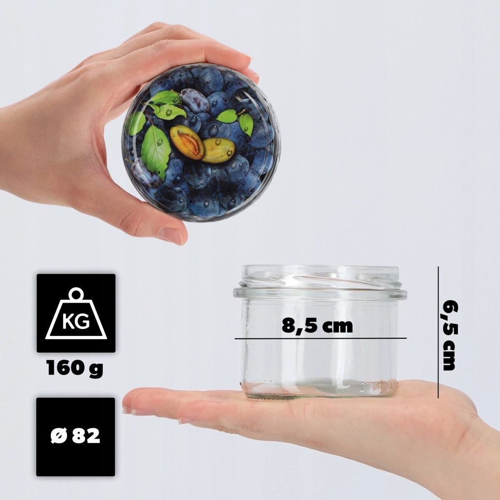KADAX Barattoli per conserva Tartu 235ml 50pz 82mm + Coperchi "Prugna"