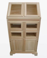 Dispensa legno 4 cassetti e 2 ante ribalta grezza l.82 p.44 h.153 (2138) - Mobili 2G
