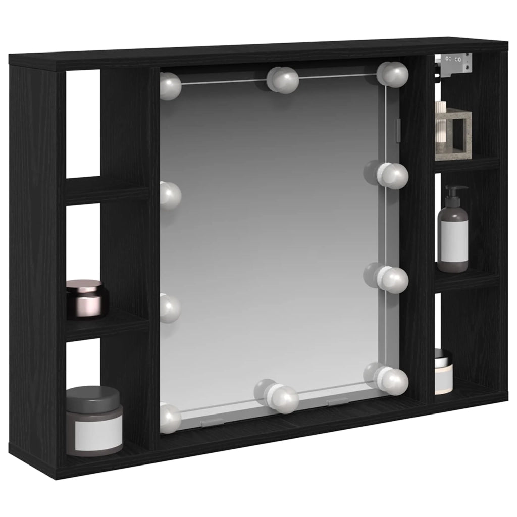 Mobiletto per specchio con specchio Rovere Nero 76 x 15 x 55 cm CFW3459699