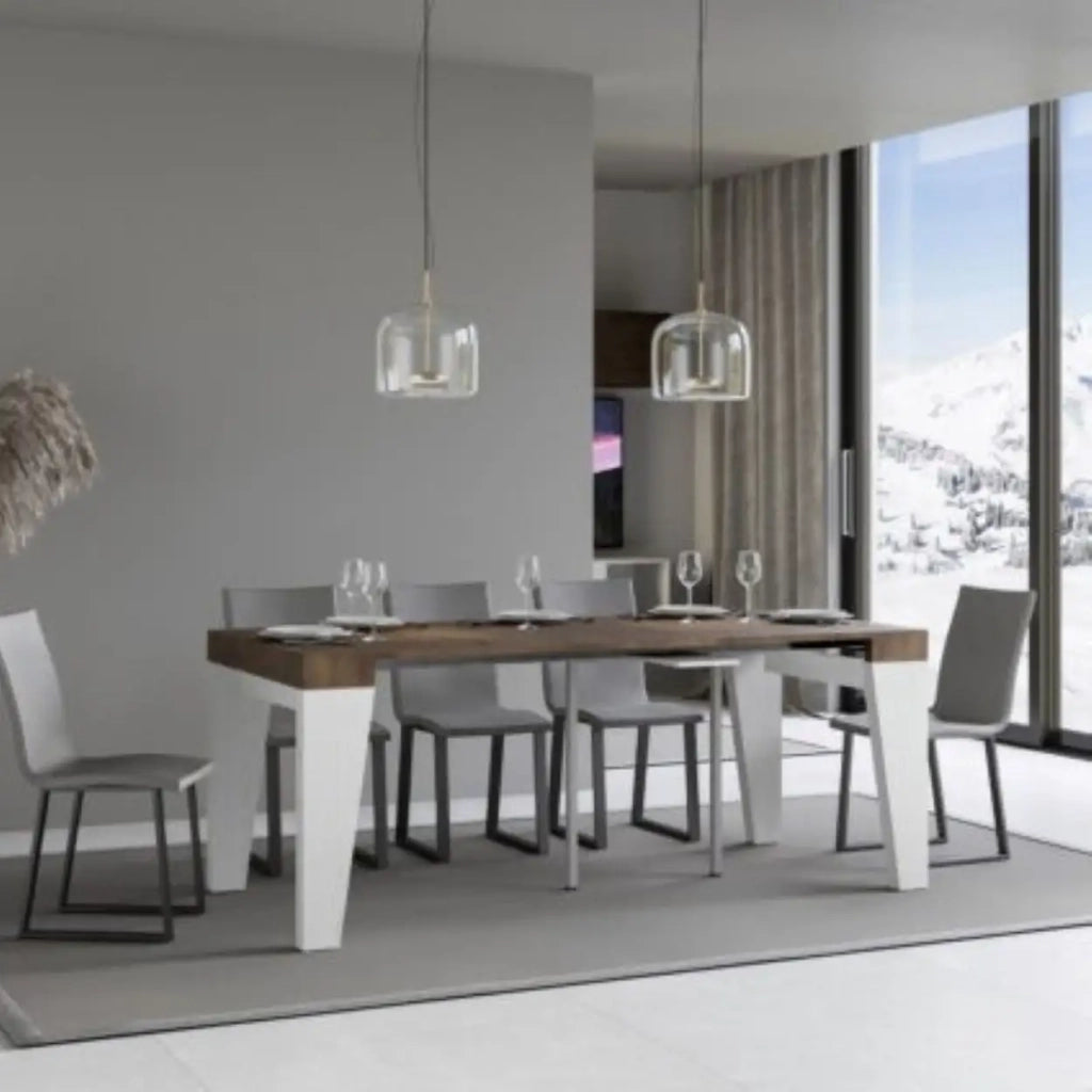 Consolle allungabile 90x40/300 cm Naxy Mix piano noce - struttura bianco frassino