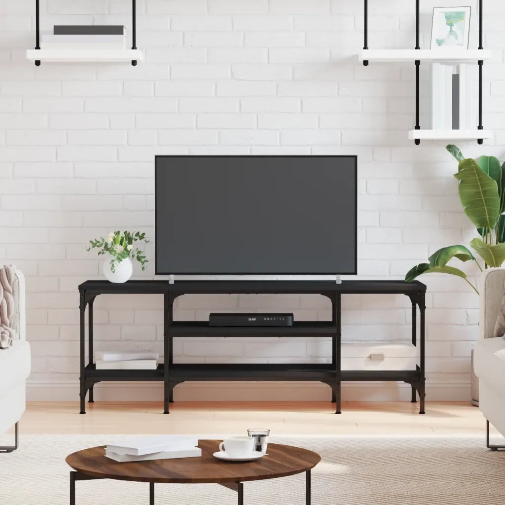 Mobile TV | Armadietto TV | Mobile Porta TV Nero 121x35x45 cm in Legno Multistrato e Ferro