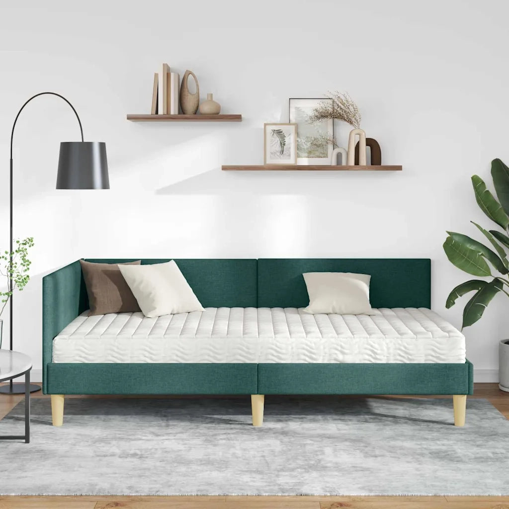 Struttura Letto Angolare con Materasso 2 pz-Giroletto con materasso Verde Tessuto 592283