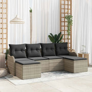 Set Divano da Giardino 6 pcs Grigio chiaro Poly Rattan