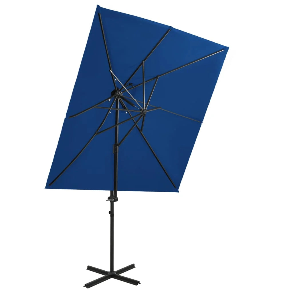 Ombrellone a braccio con doppio tetto 250 x 250 cm blu 02_0008566