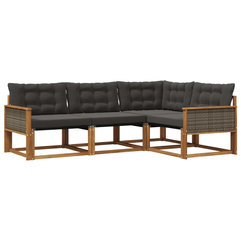 Set di divani da esterno 4 pz Naturale e Nero 3381388