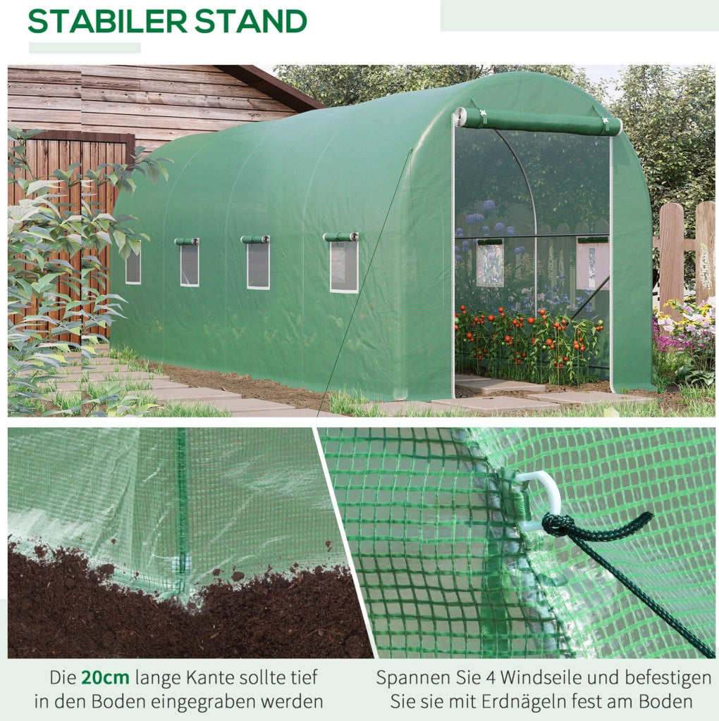 Serra a tunnel verde 500x200x205 cm con finestre