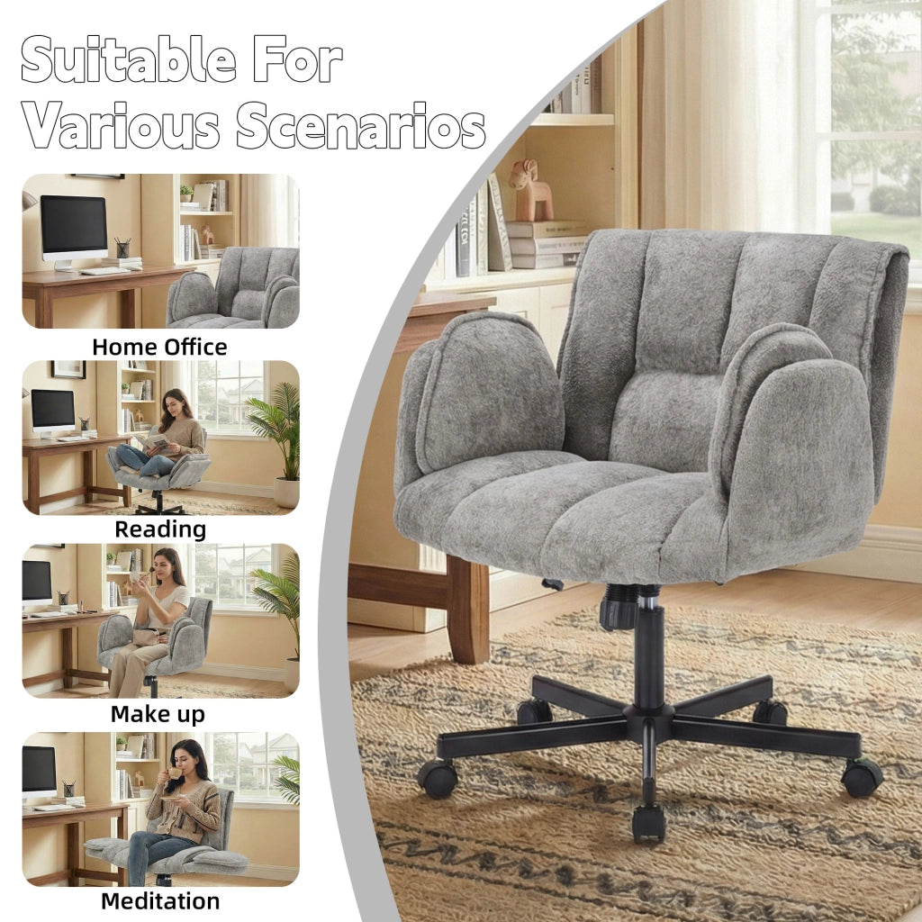 Sedia da ufficio con rotelle e braccioli pieghevoli ¨C zephmum ¨C grigio