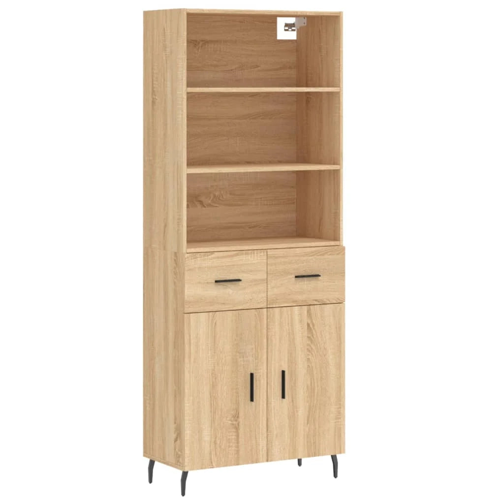 Buffet credenza cassettiera armadio mobile contenitore organizer cucina soggiorno salotto rovere Sonoma alto 69,5 x 34 x 180 cm legno ingegnerizzato marrone 02_0034124