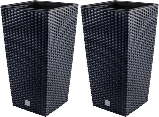 Vaso di Fusto in Rotano 7L - Cestino per Piante per Interno ed Esterno - Antracite