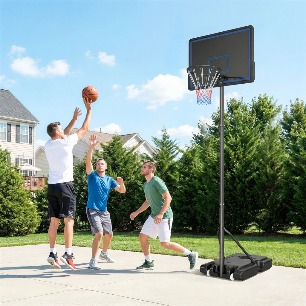 Panier da Basket Regolabile in Altezza ¨C zephmum ¨C 1.35-3.05m Blu con Ruote e Base