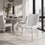Sedia da Pranzo Set da 6 con Schienale Ergonomico e Gambe in Metallo, in Velluto Grigio