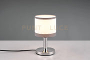 DAVOS LAMPADA DA TAVOLO METALLO CROMATO PARALUME BIANCO E GRIGIO H. 22CM 1 LUCE ATTACCO E14