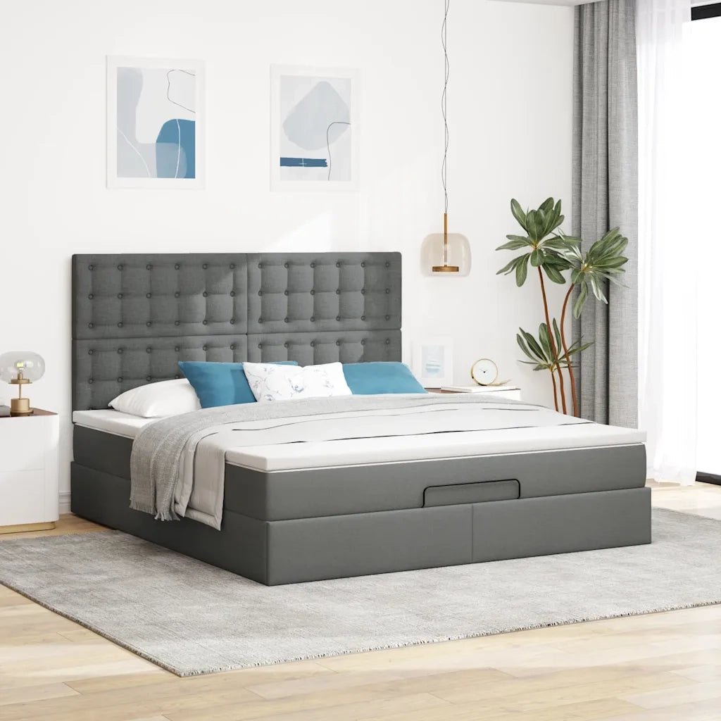 Struttura Letto Pouf con Materasso 180x200 cm in Tessuto 3314191