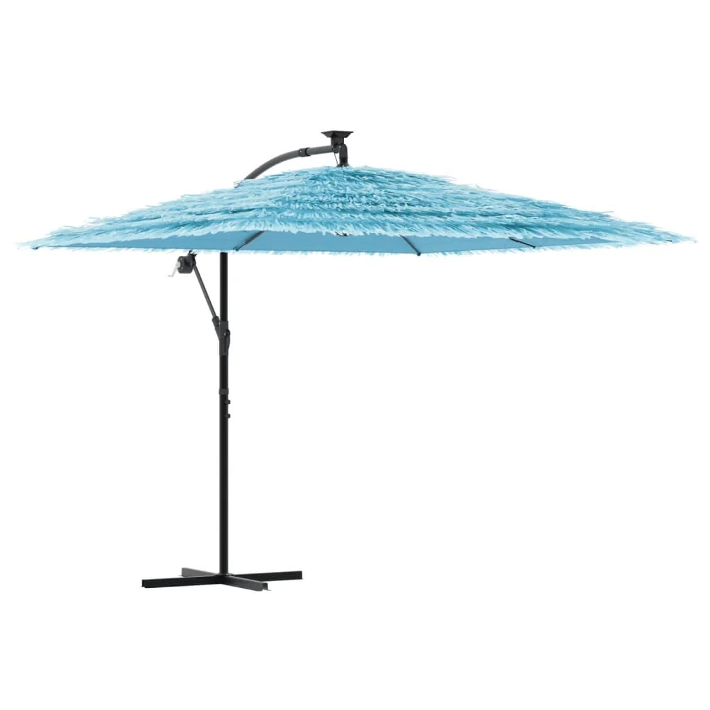 Ombrellone da giardino in poliestere 269 x 269 x 235 cm protezione solare con meccanismo a manovella in acciaio blu 02_0056379