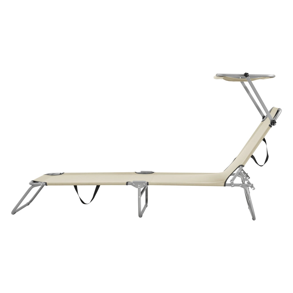 Lettino Prendisole Argozelo con Tettuccio Parasole Sdraio Portatile - Beige casa.pro
