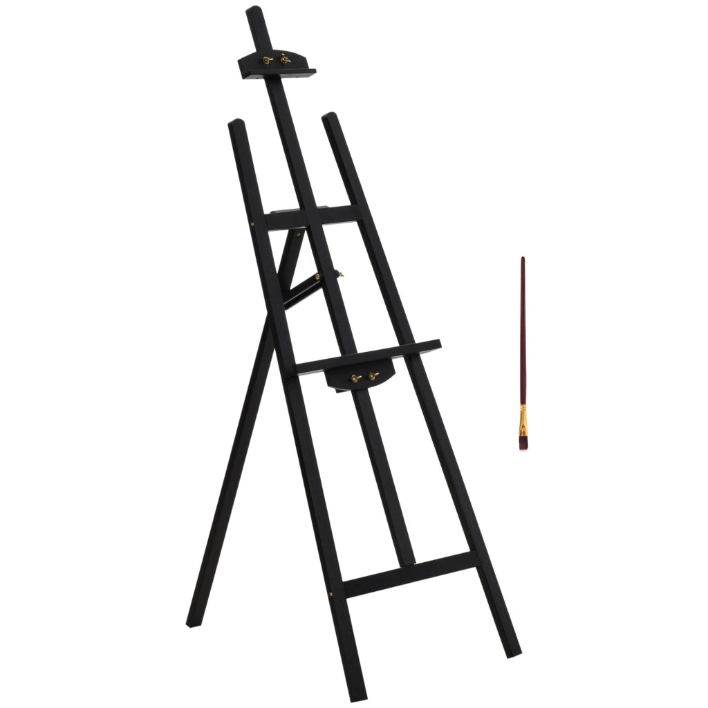 Cavalletto per Dipingere ¨C zephmum ¨C Legno di Pino Regolabile, Pieghevole, Nero, 135 cm