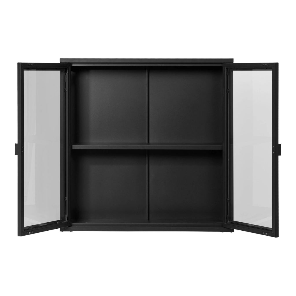 Vetrinetta Pensile Brisbane, Nero, Metallo, 18x80x80 cm