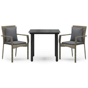 Set Salotto Giardino 3 pz | Set di Mobili da Esterno con Cuscini Nero e Grigio Polyrattan