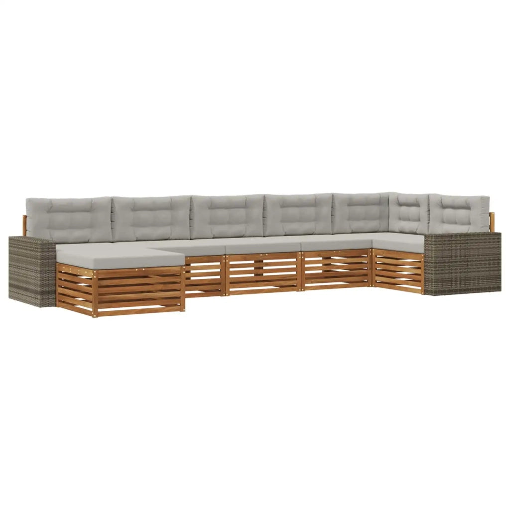 Set di divani da esterno 7 pz Naturale e Grigio Chiaro 3383639