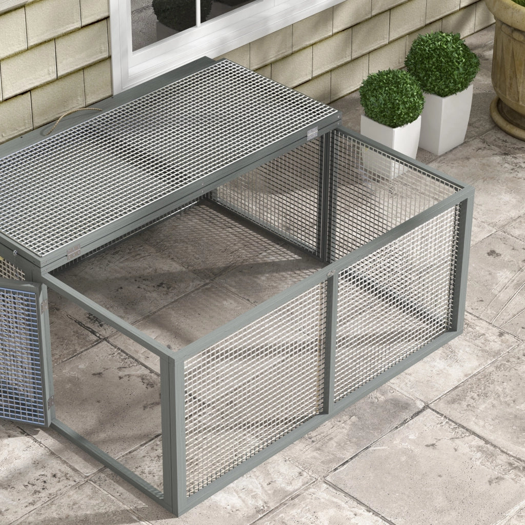 Gabbia per conigli pieghevole con maniglia ¨C zephmum ¨C grigio 110x105x50 cm