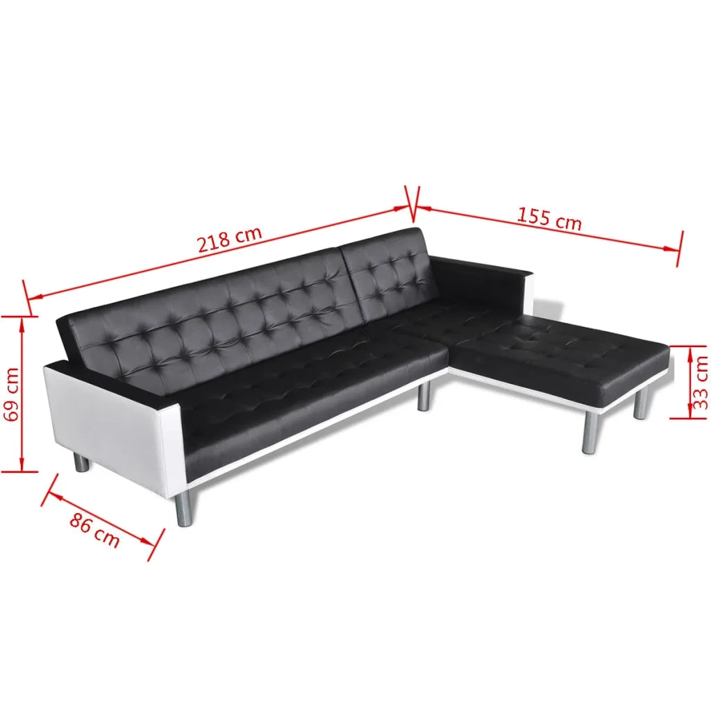 Divano Letto a L in Similpelle Nero 244328