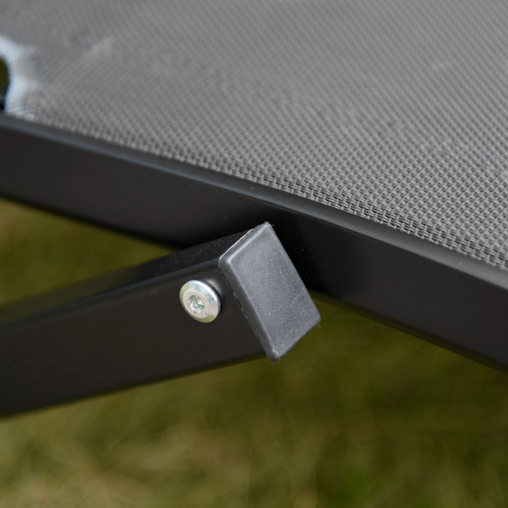 Set lounge da giardino a 2 posti pieghevole in alluminio e texteline dark grey