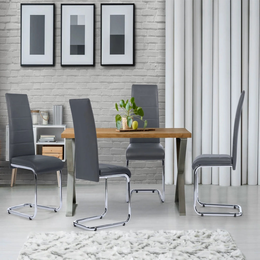 IDMarket - Set di 4 sedie da pranzo grigie MIA
